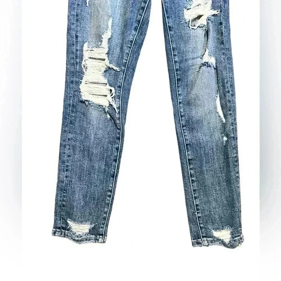 Risen Straight Leg Distressed Denim Jeans Size 26 - Picture 3 of 7